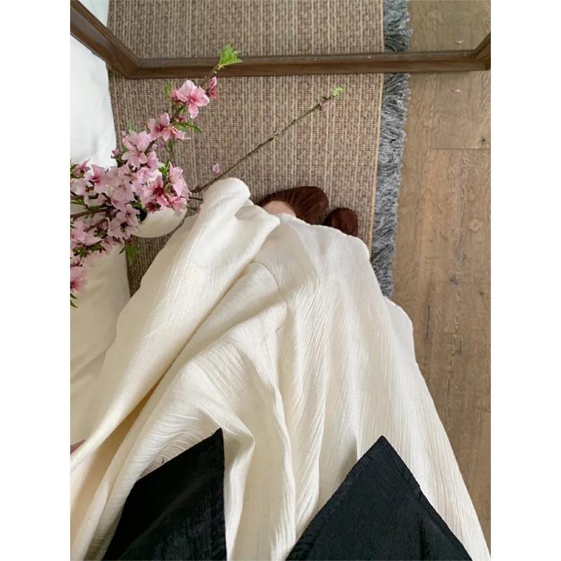 Textured Pleated Skirt New Chinese Style Slimming High Waist Loose and Versatile Long Skirt