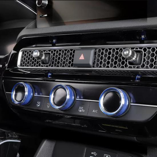 For Honda Civic   Air Condition Knob Button Ring Cover Blue Decor