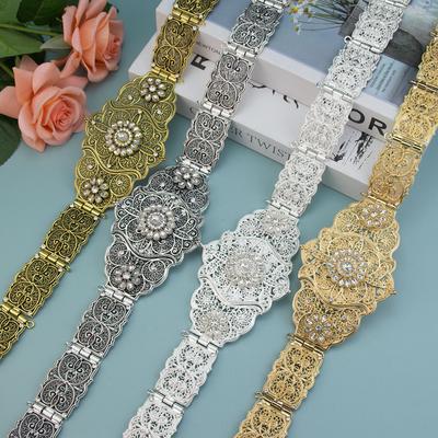 Slavic Turkish Caucasus Women Dress Belt Metal Waist Chain Arabic Kazakh Bridal Jewelry Gold Color Performance Accessories