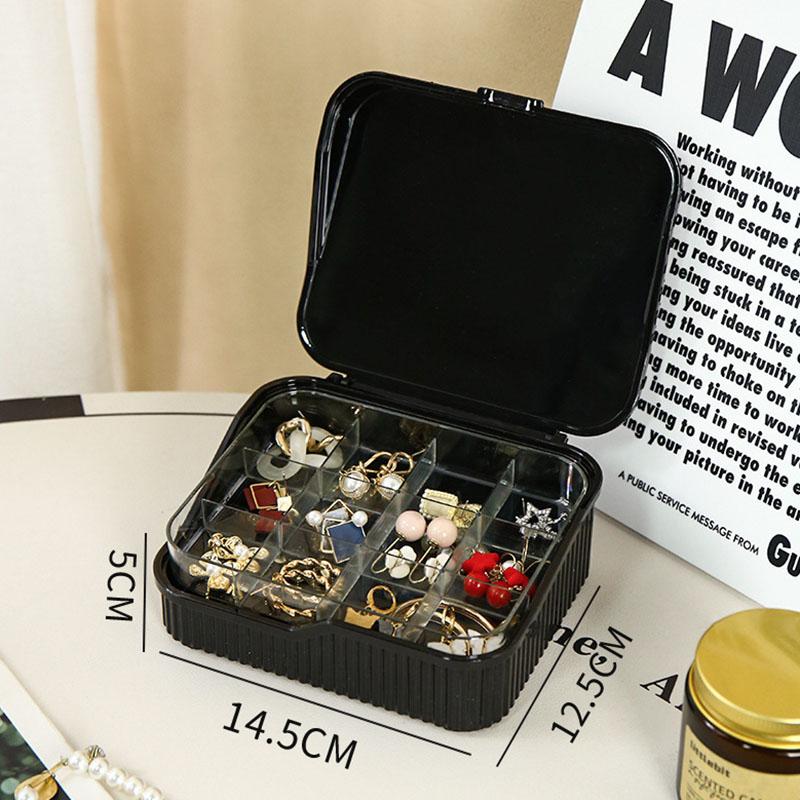 Clear Jewelry Storage Box with 2 Layers and Multiple Compartments for Earrings, Rings, Necklaces and Bracelets