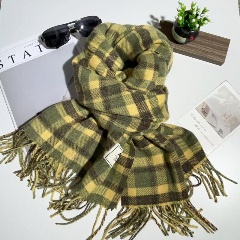 New Plaid Cold Proof Korean Style Versatile Shawl Thickened Couple s Warm Neck Scarf for Women
