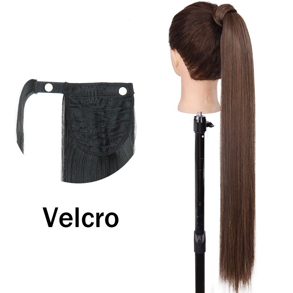 XINRAN Peluca de Cola de Caballo Recta Super Larga para Mujer Colorida Lazo Velcro Extensiones de Cabello Sintético Resistente al Calor Cola de Caballo