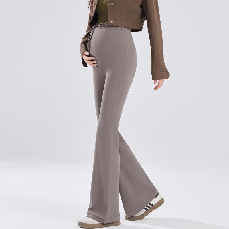 Pregnant Women Shark Flared Pants New Spring and Autumn Outer Wear Drawstring Slightly Pull Yoga Sports Leggings Autumn and Winter Thickened