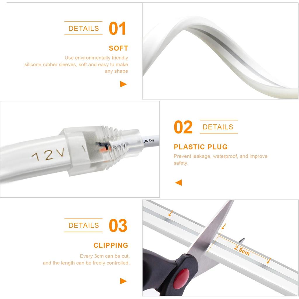 Spina di UE 12V 1M/2M/3M/4M/5/M Lampada al neon a strisce LED impermeabile con scansione manuale e interruttore dimmer touch per l'illuminazione dell'armadio da cucina