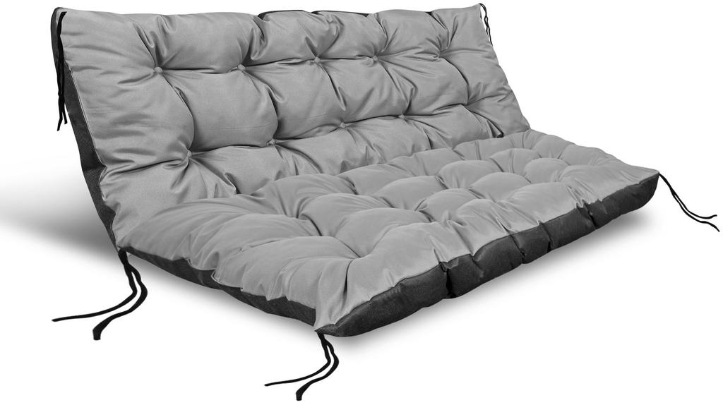 Set of garden cushions 120/80 cm + 120/40 cm for a pallet bench, waterproof, gray