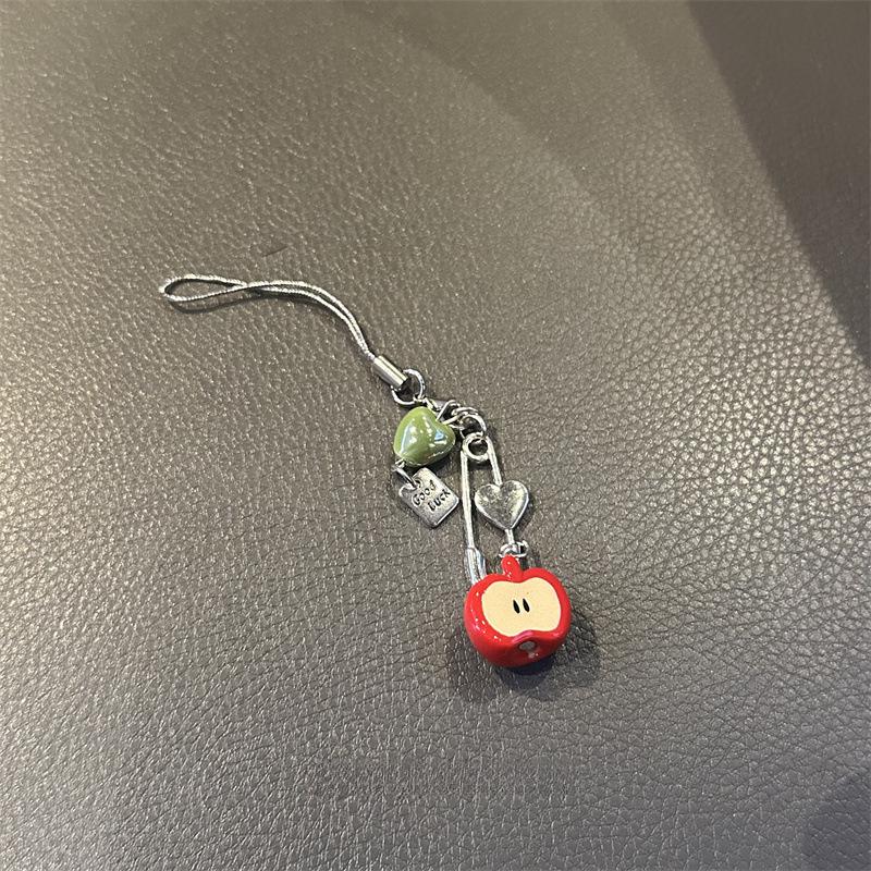Japanese Korean Cute Apple Lanyard Pendant for USB Drives, AirPods, Earphones, and Bags