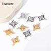 18K Gold Plated Brass Square Charm Connector,Inlaid Zircon Flower Pendant Connector For DIY Jewelry Making Accessories