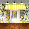 2D Cheerful Yellow Lemon Shop Backdrop for Bridal Shower & Summer Party