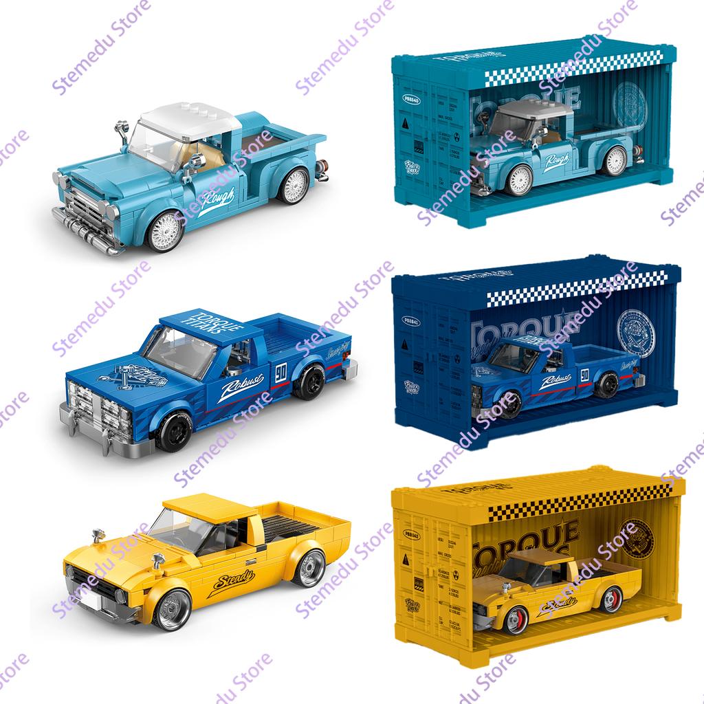 MOC PB8801-8849 Technischer Speed Champion MX5 Rennwagen Modell Wohnmobil Container Baustein Ziegelstein Montage Spielzeug Kinder Weihnachtsgeschenk