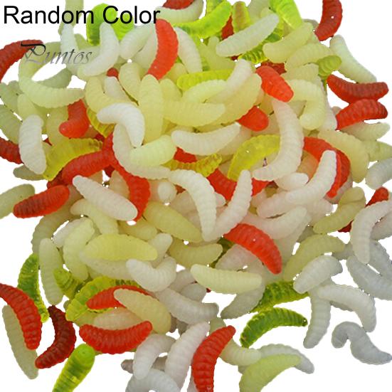 50 Pcs Soft Silicone Mealworms Maggot Grub Worm Fishing Lures Bait Tackle