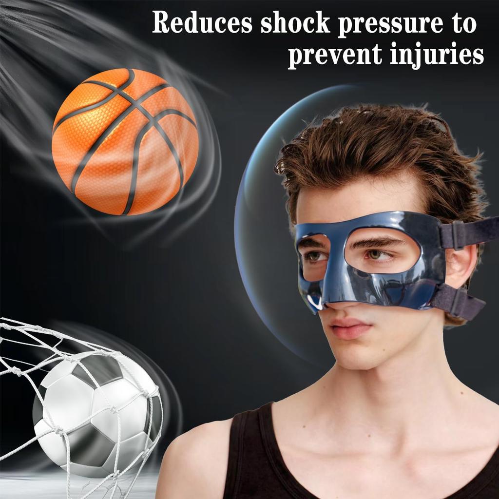 Sports Face Guard, Nose Guard for Broken Nose, Basketball Football Softball Training Face Shield Masks with Foam Padding for Men and Women