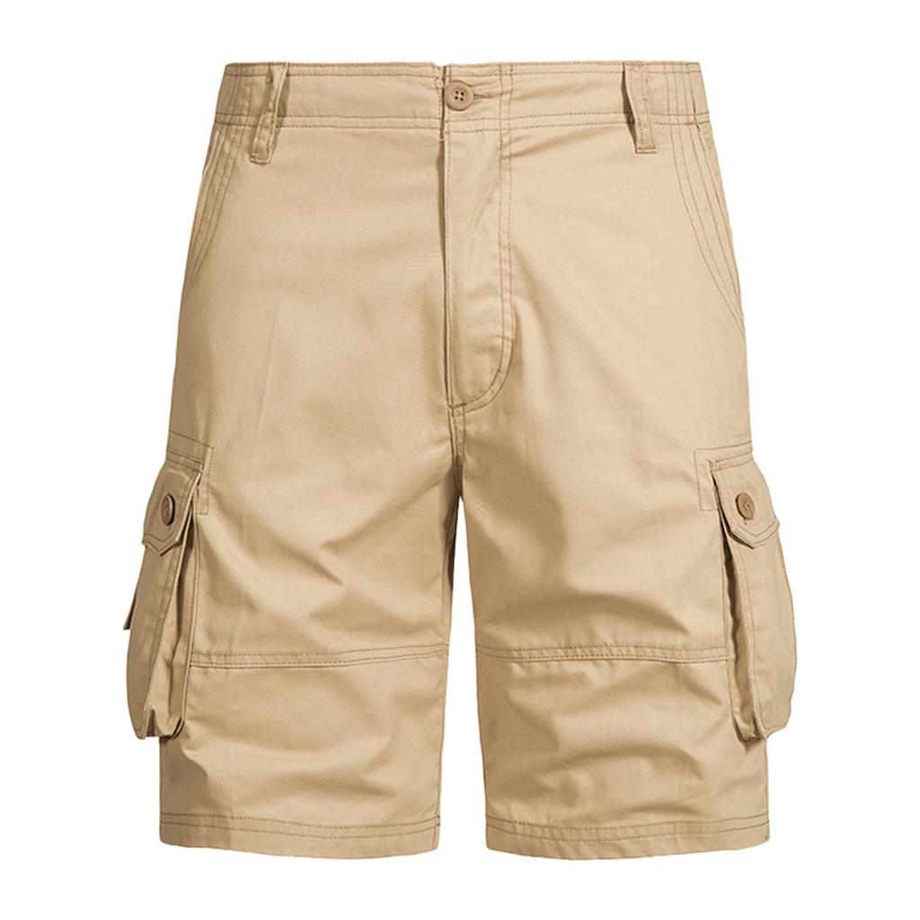 Men's Summer Multi-Pocket Cargo Shorts Men's Casual Fashion Solid Color Loose Cargo Shorts