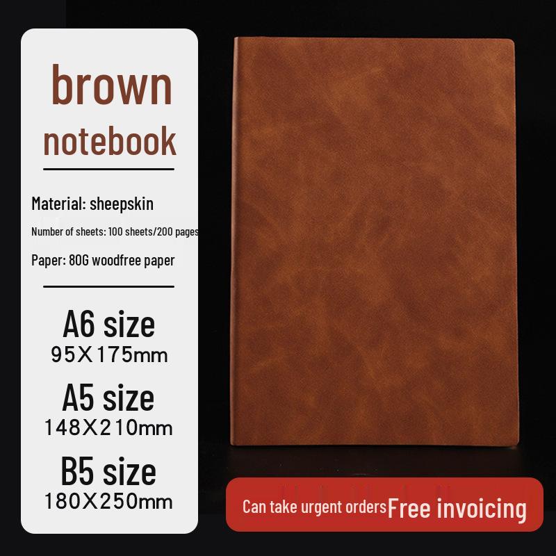 A5 Soft Sheepskin Notebook with Pen Loop & Logo Customization - Thick Journal for Business Meetings