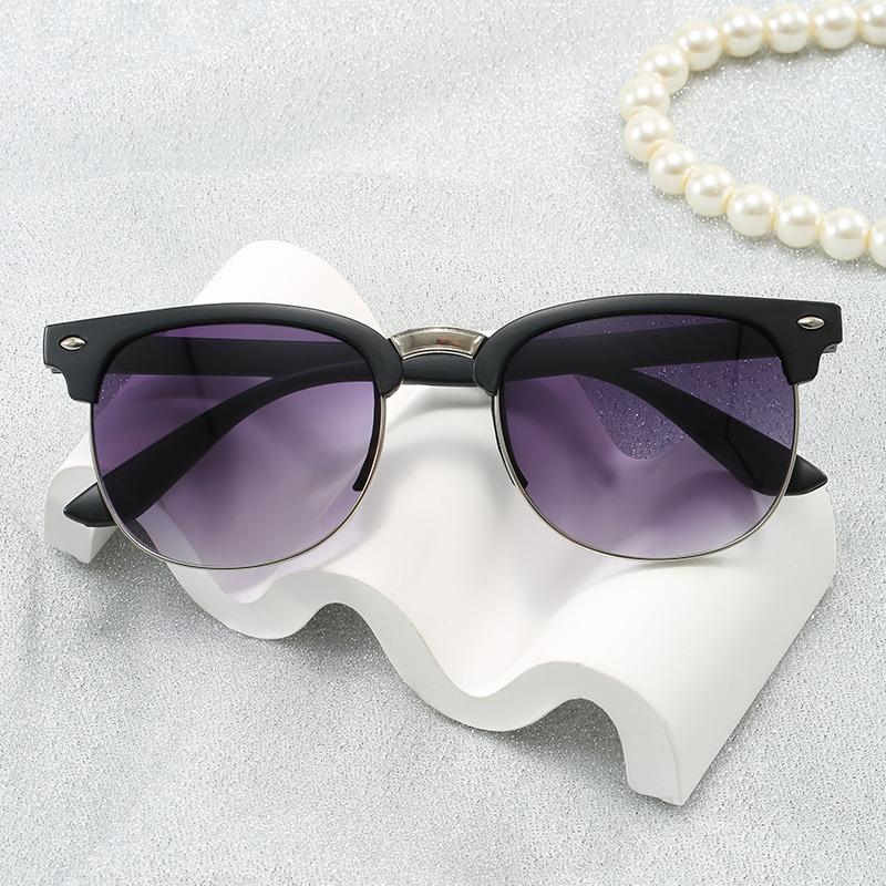 Classic Retro Half Frame Sunglasses Fashion Men Women Large Frame Sun Glasses Outdoor Travel Driving Sunglasses UV400 Protection