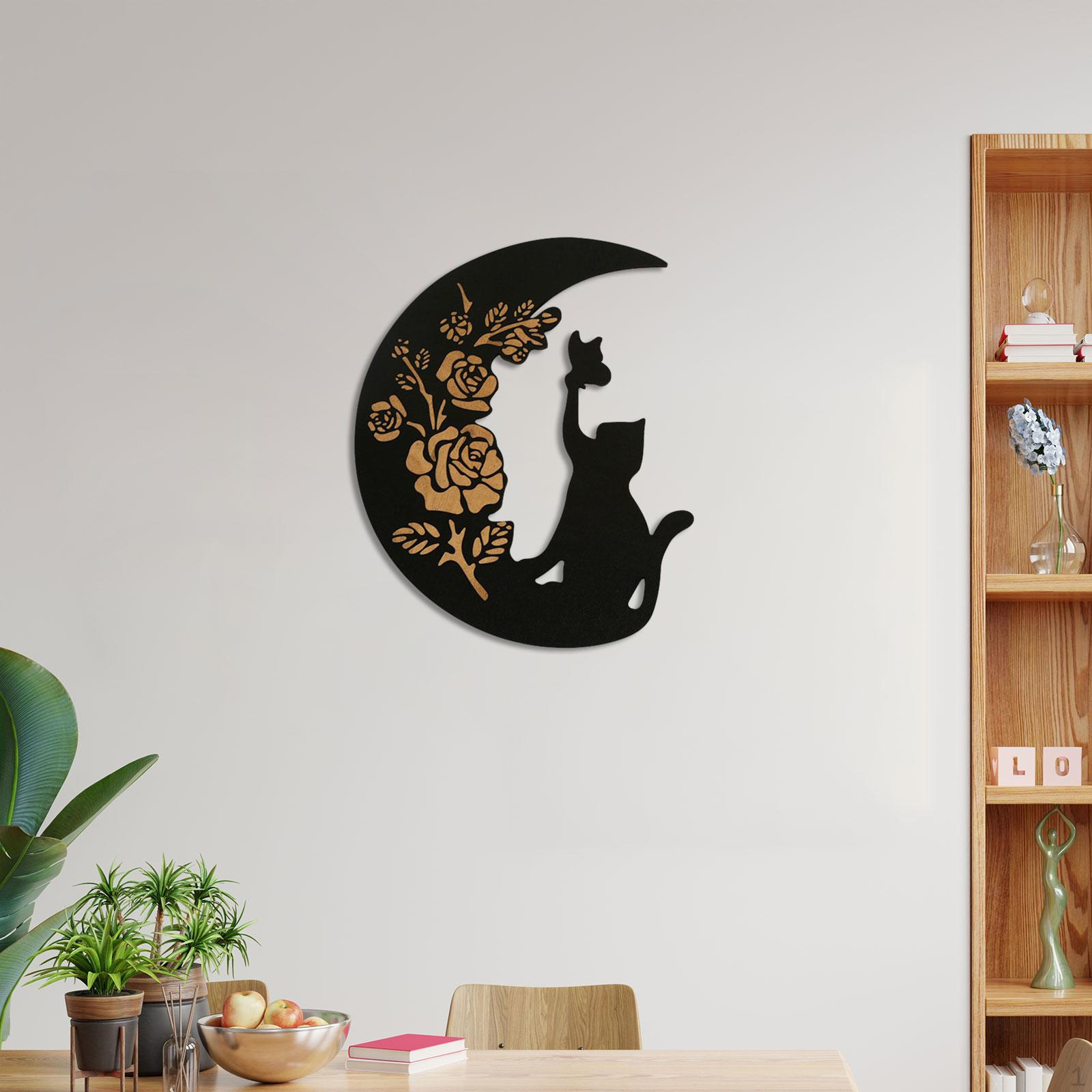 

Wooden Moon Cat Art Wall Decor Creative Modern Decorative Ornament