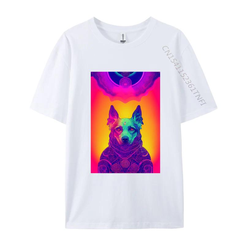 

Psychedelic Glitch Dog Portrait Vaprwave Tshirt Vintage TShirt Adult Oversized Hip Hop Tops Tees Cotton Tshirts S