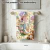 Pastel Fuzzy Windmill Garden Towel, Soft Absorbent Bath Towel, Bunny Bear Bird Floral Print, Quick Dry Decor Hand Towel