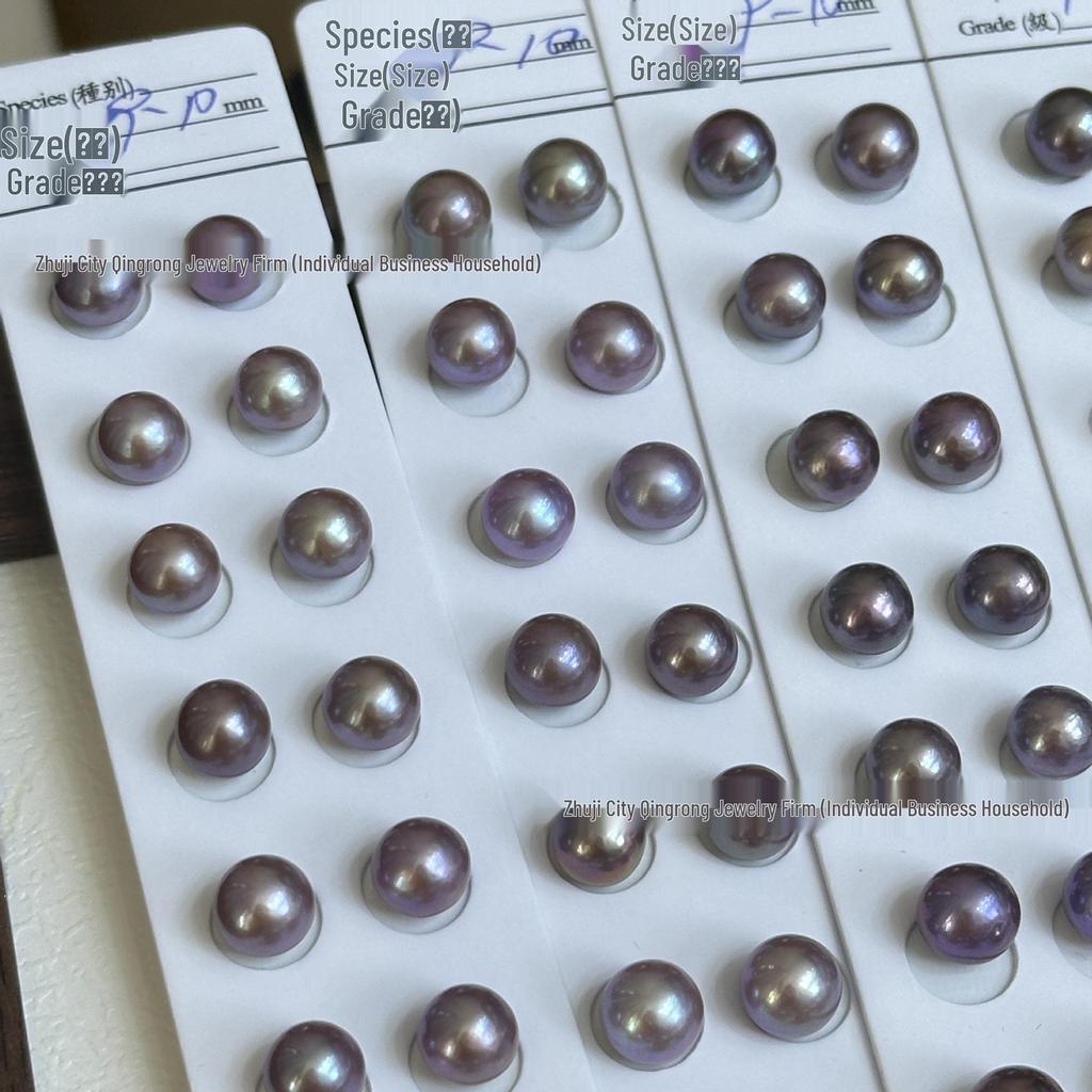 9-10mm Near-Round Flawless Purple Freshwater Edison Pearls, Undrilled Loose Beads.