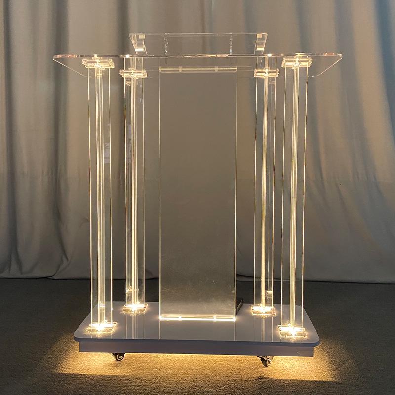 European Style Crystal Acrylic Lectern with Light - Scripture Reading and Speaking Stand