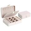 Double Layer Jewelry Box Portable Ring Necklace Earrings Organizer PU Leather Storage Case