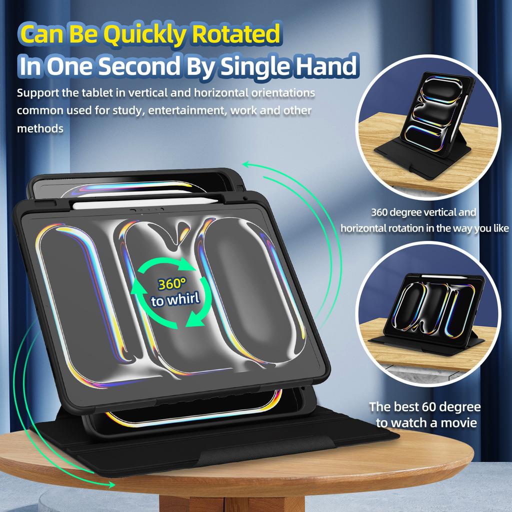 Rotatable Stand Case for IPad Air 13 2026 M4 2025 M3 2024 M2 4 5 Pro 13 2025 M5 2024 M4 12.9 2018-2022 3rd 4th 5th 6th Gen Cover