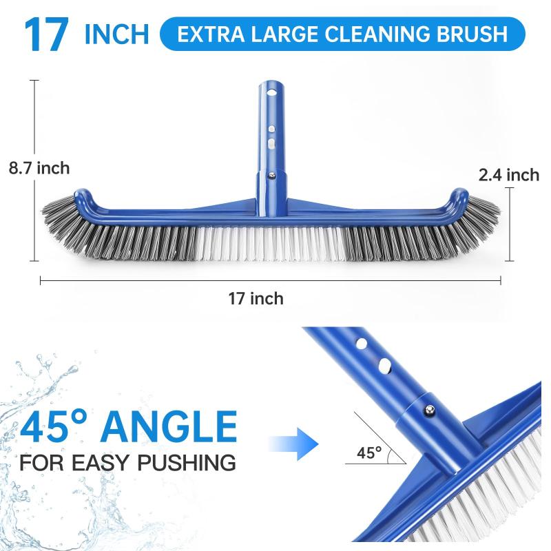 Testa di Spazzola per Piscina Robusta con Setole Rigide e Durevoli Design Curvo per la Pulizia delle Pareti del Pavimento dei Gradini della Piscina