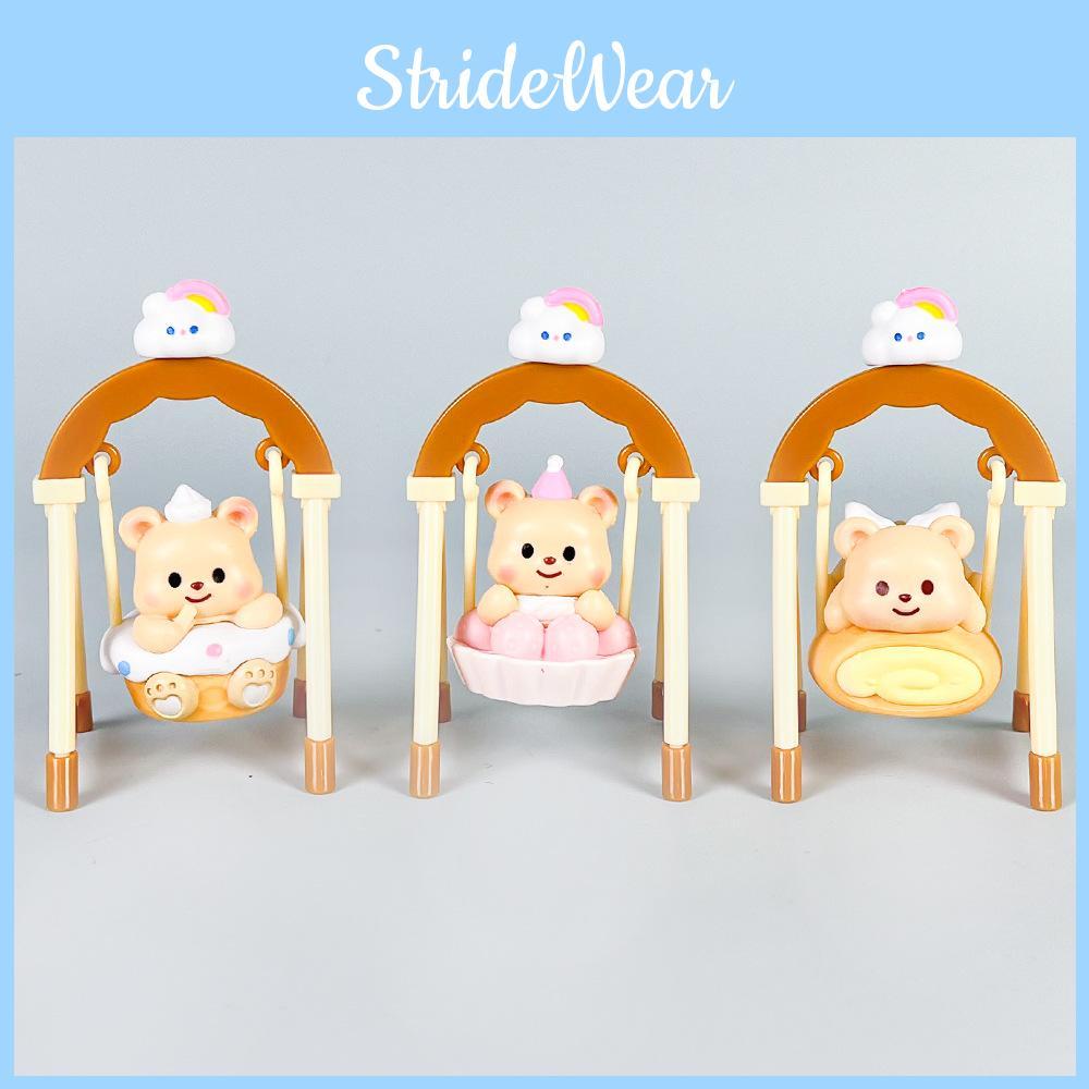 Butter Yellow Bear Swing Action Figure With Pvc Material For Gift And Collection