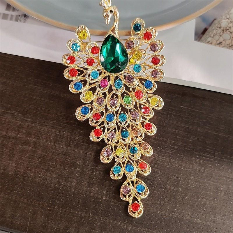 Anti-Light Peacock Brooch High-End Brooch Rhinestone Clothing Accessories Phoenix Retro Brooch