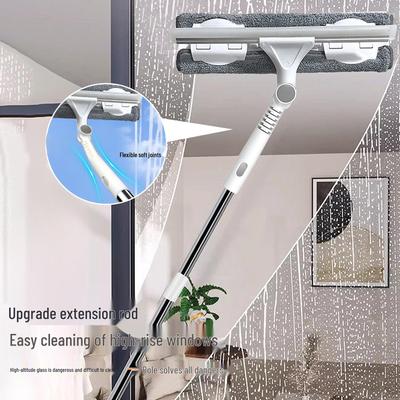 Double-Sided High-Rise Window Cleaning Gadget with Extended Pole