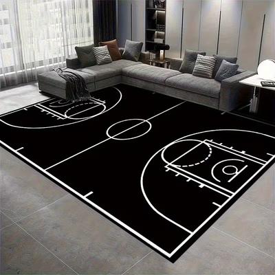 Soft Area Mat Modern and Basketball Court Carpet Black and White Color Matching Soft Bedrooms Living Rooms Offices Home Carpets
