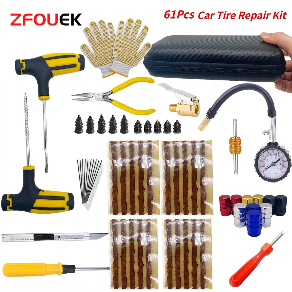 Auto Tire Repair Kit Puncture Plug Tools Tyre Puncture Emergency for Universal Tire Strips Stiring Glue Repair Tool