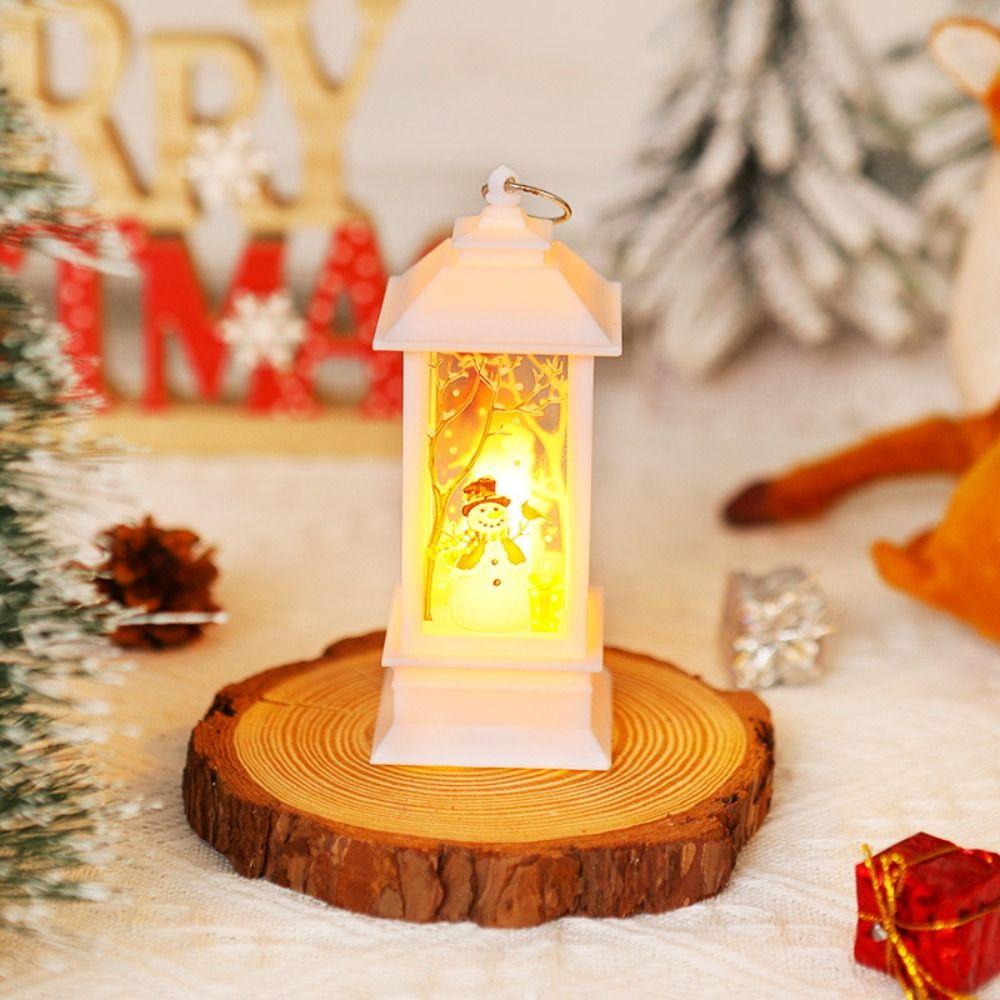 

2 Pcs Cartoon Christmas Small Night Light Snowman Elk Christmas Wind Lights Vintage Castle Merry Christmas Xmas Ornaments