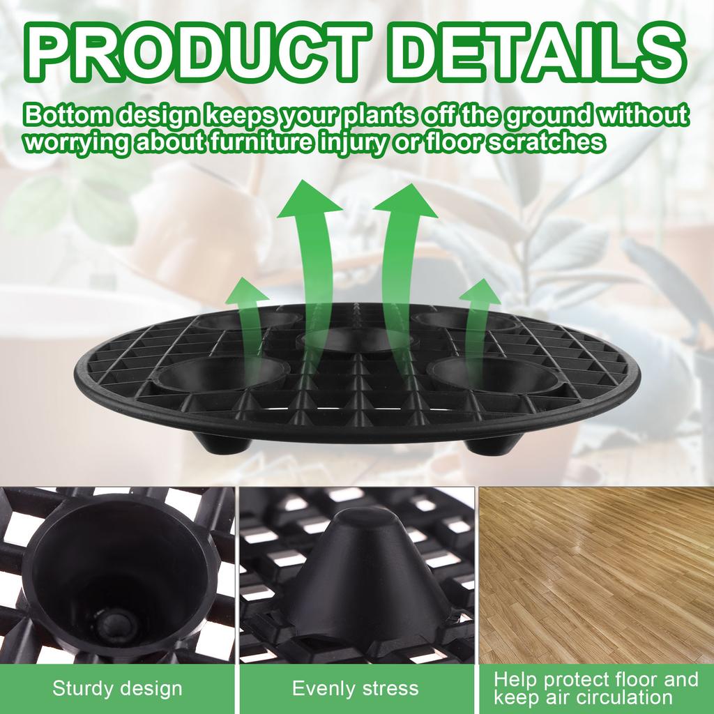 12 Pcs 8 Inch Plant Level Pot Elevator Plant Stand Heavy Duty Plant Stand Black Round Stand Saucer Plant Flower Pot Holder