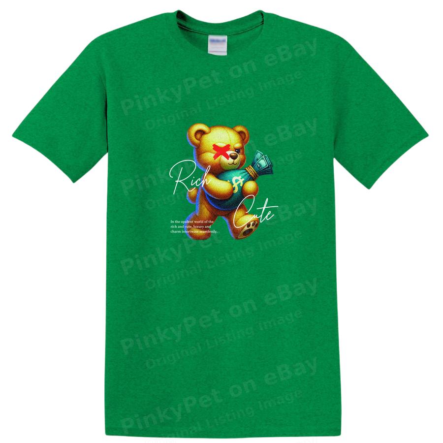 Bär mit Geld Süß Lustig Grafik T-Shirt Lässiges T-Shirt für Erwachsene Kinder