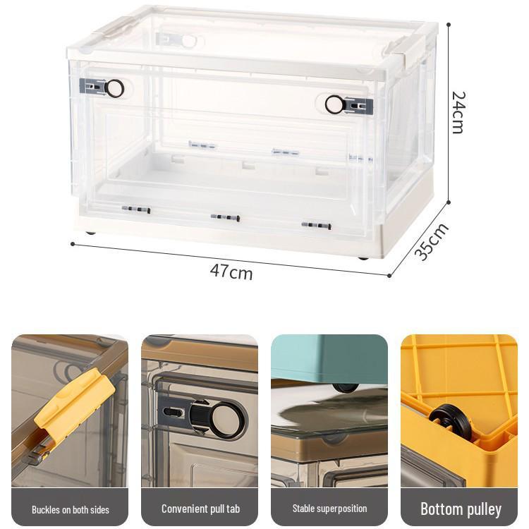 Large Outdoor Portable Transparent Foldable Storage Box for Clothes, Toys, Snacks, Books - Dustproof and Ideal for Home Use.