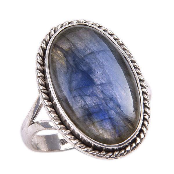 Natural Labradorite Gemstone 925 Solid Sterling Silver Jewelry Ring S.7.5 u2h53