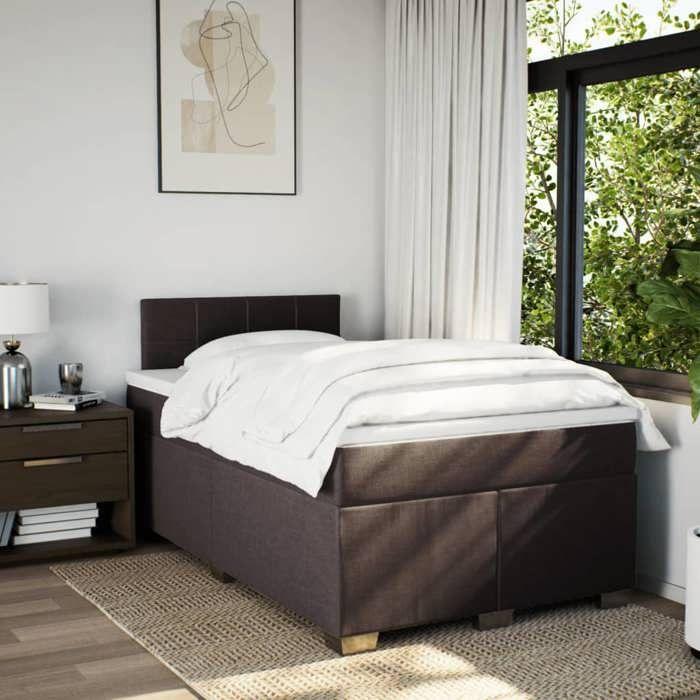 VidaXL Sommier à lattes de lit et matelas marron foncé 120x190cm tissu 3285830