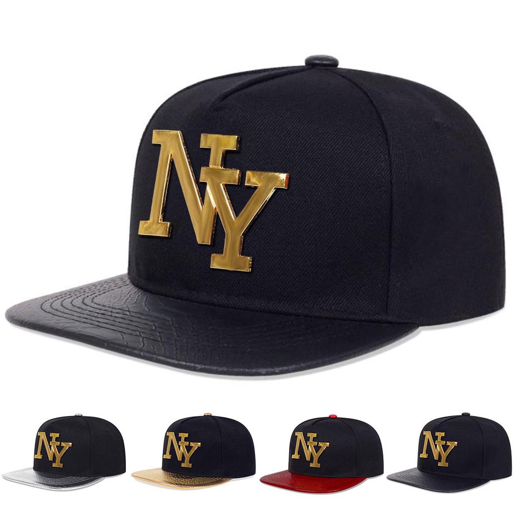 Letter Leather brim Hip Hop Hat Men and Women Baseball Cap Fashionable Flat Top Caps Casual Hats