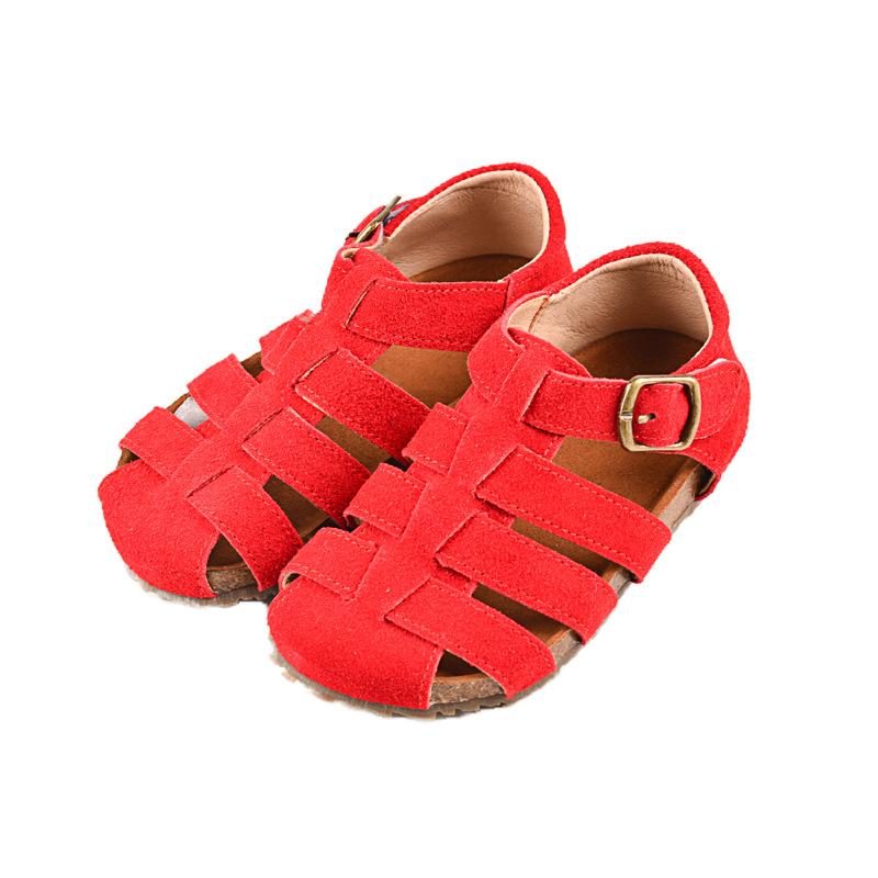 

Детские сандалии-гладиаторы, повседневная дышащая римская обувь с полыми отверстиями 21 красный