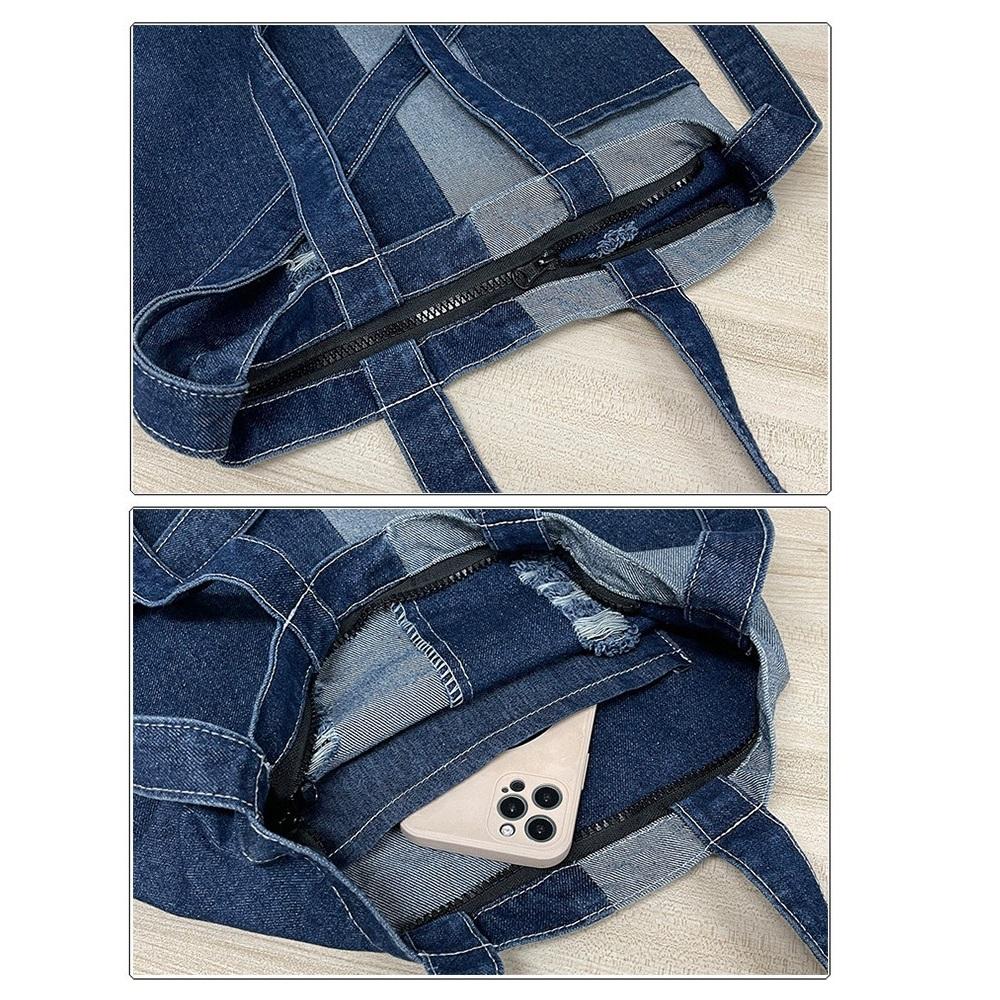 Denimveske Studentklasse Håndveske Latsk Stil Skulderveske Crossbody-veske