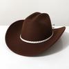 New soft woolen hat for women, spring and autumn travel hat, men's jazz hat, woolen flat-top cowboy hat