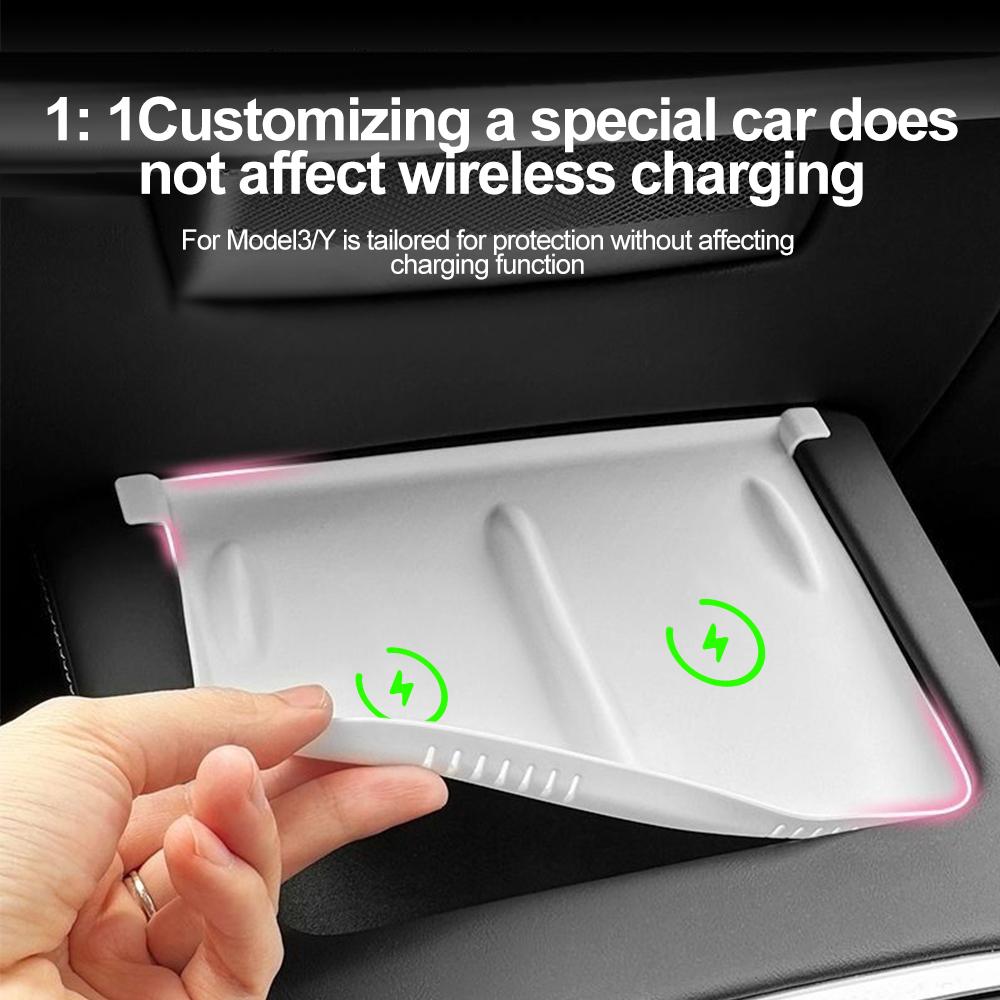 Silicone Wireless Anti-Slip Mat Center Console Mobile Phone Charging for Tesla Model 3 Y 2024 2024 2024Car Interior Accessories