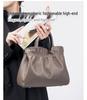 European & American Fashion Pleated Cowhide Leather Women's Handbag – Large Capacity Shoulder/Crossbody Bag