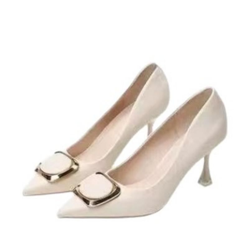 High heels thin heels spring and summer new pointed sexy square buckle girl versatile single shoes
