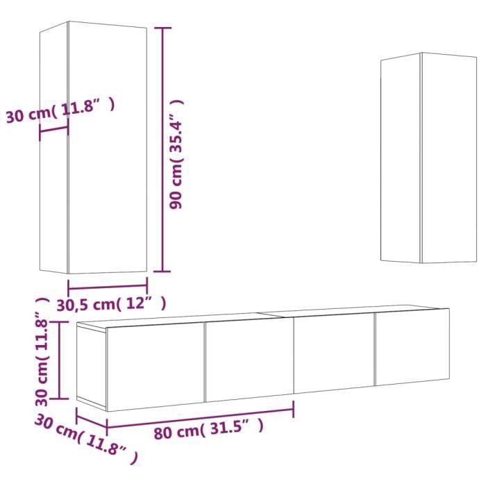 VidaXL TV Furniture Set 4 Pcs White Engineered Wood 3114198