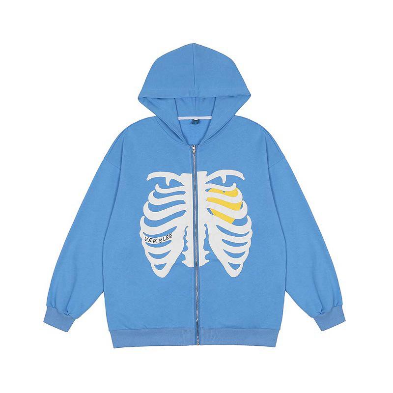 Clearance: Women's Hooded Long-Sleeve Sweatshirt - Halloween Skull Print, Loose Fit. No Returns/Exchanges.