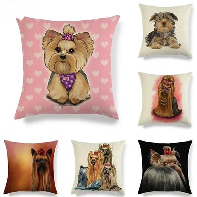 Yorkshire Dog Retro Theme Double-sided Printed Pillow Cover Short Plush Suitable Living Rooms Bedrooms Sofas Throw Cushion Cover