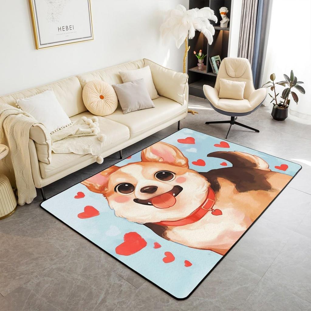 Cute Cat Area Rug,Cartoon Kitty Pet Animals Decor Non Shedding Rug for Kids Teen Adults,Starry Galaxy Decorative Carpet for