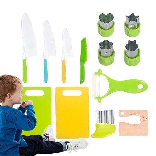 Children's kitchen knives, children's cooking set, toddler kitchen set - toddler kitchen accessories, children's cutting board set, Montessori kitchen