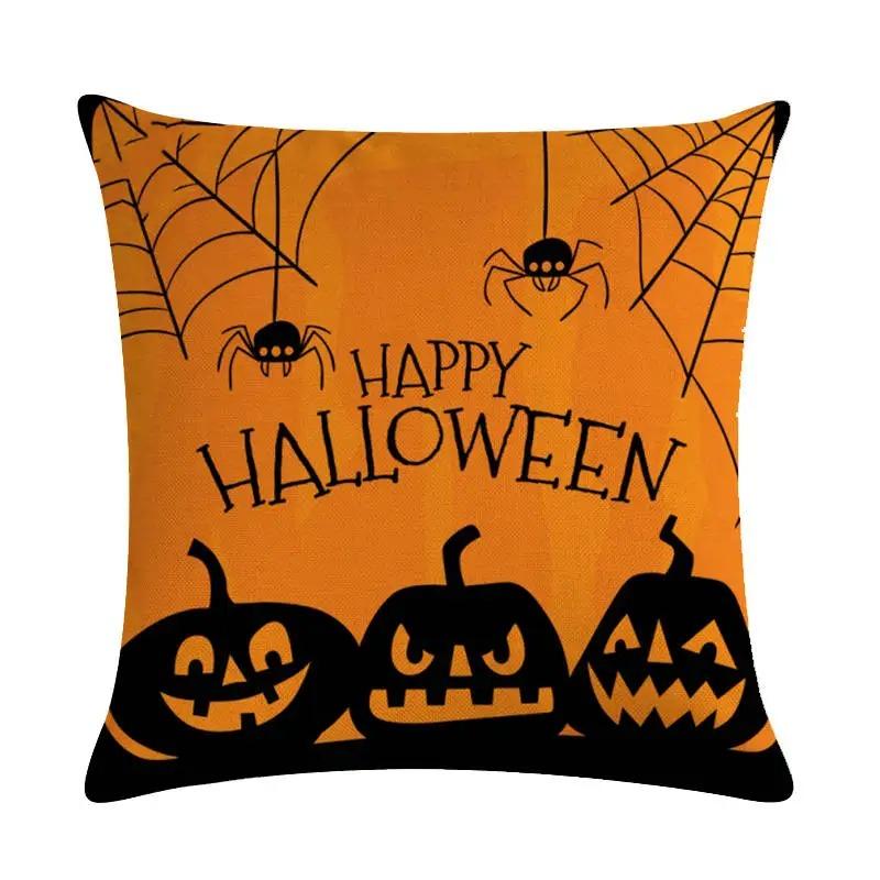 Happy Halloween Decorative Pillowcase Pumpkin Cat Witch Printed Pillowcase Suitable for Home Living Room Sofa Room Decoration
